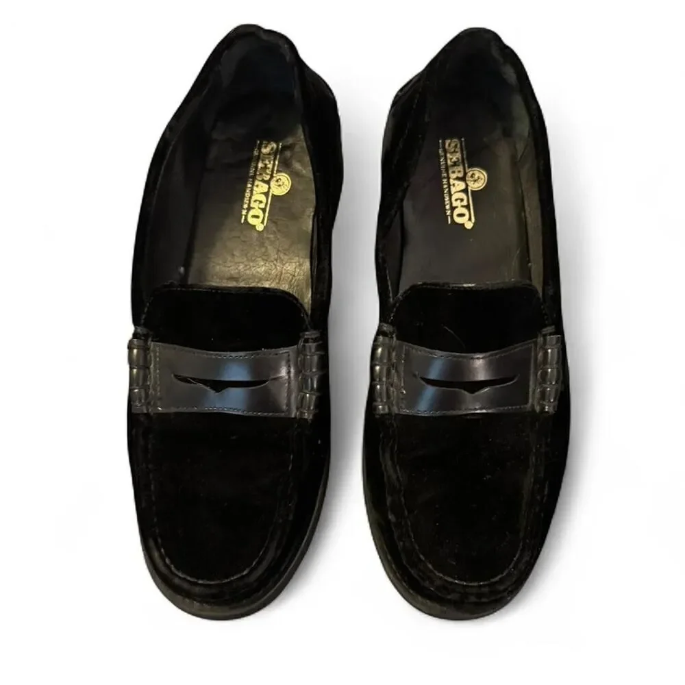 Sebago Men’s Black Velour & Leather Penny Loafers Size 8M Classic Dress Shoes